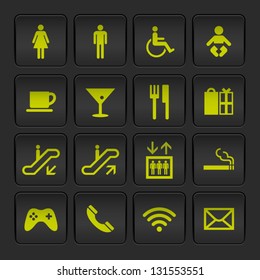 Vecor Black and Yellow Airport/Shopping mall Icons set