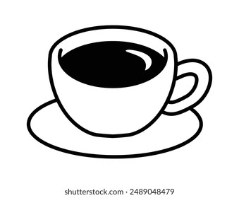 Vecor Tasse Kaffee. Isoliertes Objekt auf weißem Hintergrund. In: Line Art.
