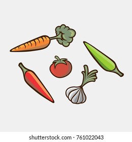 Vecor of five kinds for herbs . Eps vector