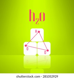 Vecor h2o molucule background. Bright water chemistry wallpaper.