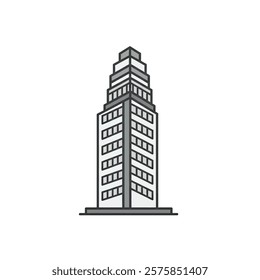 Vecor icon: Tall Skyscrapper Building With Windows.