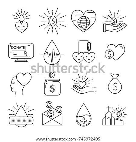 Vecor Icons Money Blood Donation Line Stock Vector Royalty - 