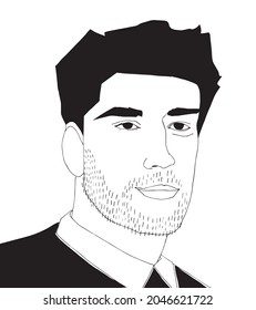 Vecor illustration with male character. Outline drawing.