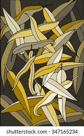 Vecor illustration of willow leaves pattern. Shades of yellow and brown.