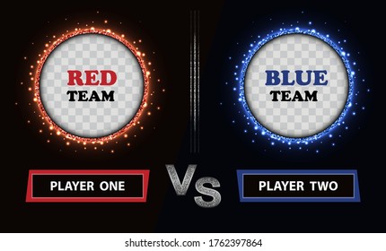 Vecor red and blue signboard for VS duel challenge of rivals.