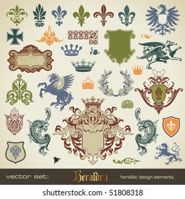 vecor set: heraldry - bits and pieces for your heraldic design projects