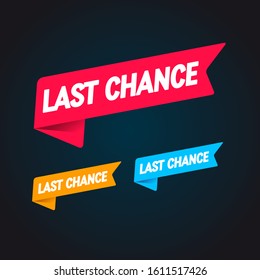 Vecot Illustration Set Of Different Color Last Chance Banner. Web Label Element.