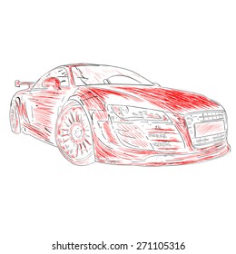 Vecotor stylish sport car presented in a chalkdrawn style