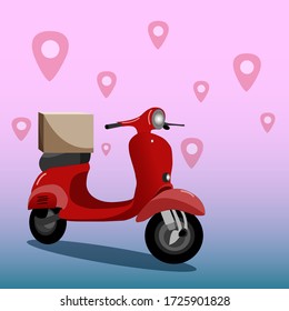 Vecror illustration of scooter is delivering a box
