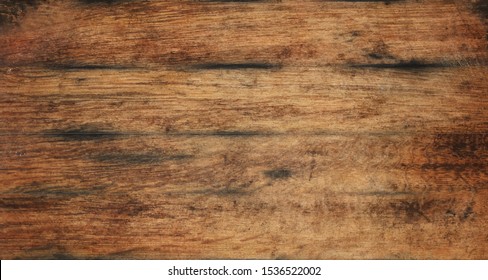 Vecror illustration of vintage brown barrel wooden planks background texture with scratches and black stains over wood grain of old aged oak barrel