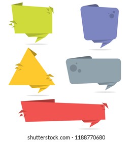 Vecror set of paper origami banners.