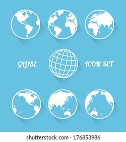 Vecrot Globe Icon Set. Modern Flat Style