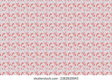 Vecrtor seamless Christmas pattern with cookies, stars, mittens and socks in pantone colors