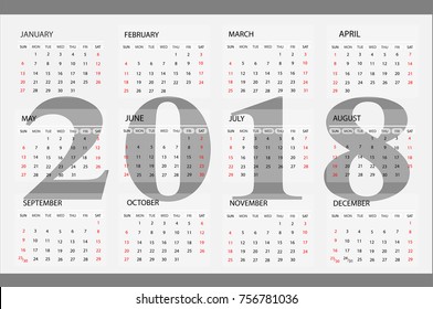 Vecter calendar 2018