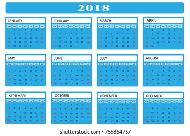 Vecter calendar 2018