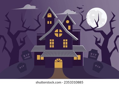 Vecter halloween haunted house illustrater