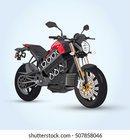 Vecter Illustrator Custom black motorcycle on a Blue background.