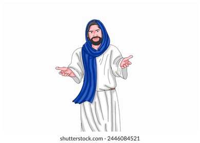 Vecter of Jesus Christ, Jesus background, Jesus is showing hands and invitting us to him.