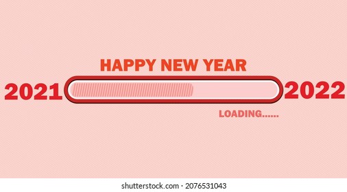 Vecter of loading with new year 2022 bar.Transfer Download to 2022 year.Digital data,circuit board, Scientific,technology.Vecter digital art and  new year 2022 concept.  