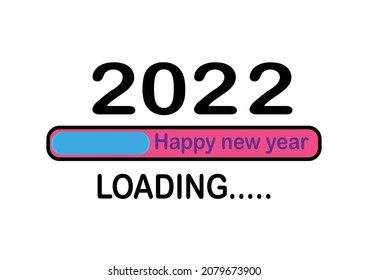 Vecter de la carga con el bar 2022 nuevo año.Transmisión de descarga a 2022 año.Datos digitales, tablero de circuitos, Científico,Tecnología.Arte digital de vector y concepto de año nuevo 2022.  