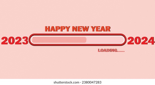 Beladungsvektor mit dem neuen Jahr 2023 bar.Transfer Download auf 2024 Jahr.Digitale Daten, Schalttafel, Wissenschaft,Technologie.Vecter digitale Kunst und neues Jahr 2024 Konzept.  