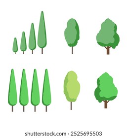 vecter,Big trees with green leaves and shadows make you feel cool and help preserve the world.