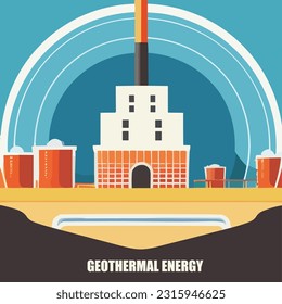 Vectio illustration of geothermal power. Green energy. Renewable energy source