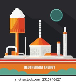 Vectio illustration of geothermal power. Green energy. Renewable energy source