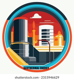 Vectio illustration of geothermal power. Green energy. Renewable energy source