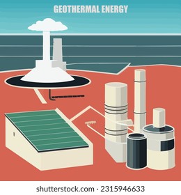 Vectio illustration of geothermal power. Green energy. Renewable energy source