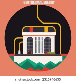 Vectio illustration of geothermal power. Green energy. Renewable energy source