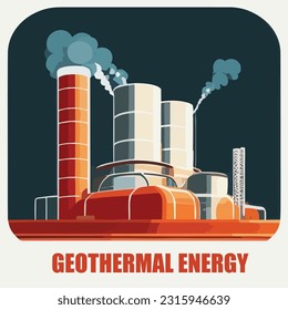 Vektorgrafik von geothermischer Energie. Grüne Energie. Erneuerbare Energiequellen