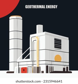 Vectio illustration of geothermal power. Green energy. Renewable energy source