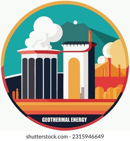 Vectio illustration of geothermal power. Green energy. Renewable energy source