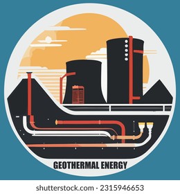 Vectio illustration of geothermal power. Green energy. Renewable energy source