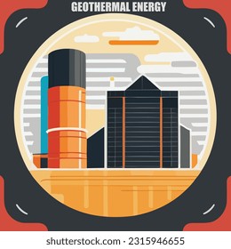 Vectio illustration of geothermal power. Green energy. Renewable energy source