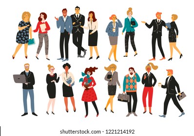 Vectior illustration of office people. Office workers, businessmen, managers. Design elements