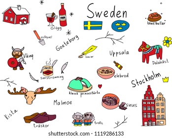 Vectir hand drawn doodle of Sweden 