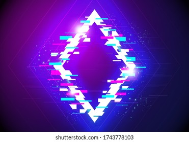 Vectir Illustration Futuristic Rhombus Sign With Cyber Glitch Effect.