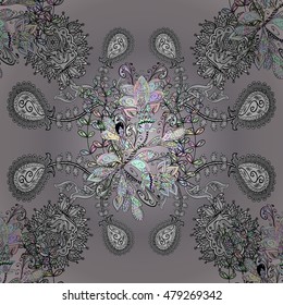 Vecto abstract doodles floral pattern with shadows.