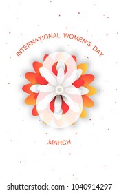 Vecto International Women's Day Sale promotional poster on the white background with yellow and red flower, text and abstract pattern.
