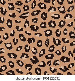 Vecto leopard seamless pattern with brown beige background.