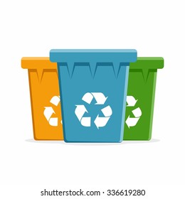 Vecto Recycle Bins for Trash and Garbage. Vector Illustration