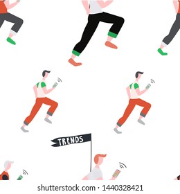 Vecto seamless pattern man with phone searcing trends.