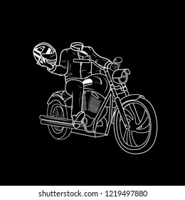 Vectoe illustration - Biker/headless horseman on the black background