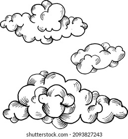 Vectoe illustration of a group of hand-drawn clouds