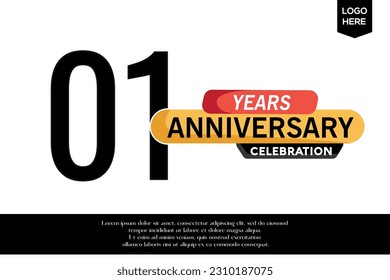 Vector 01 anniversary celebration logotype black yellow colored isolated on white background