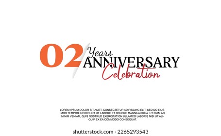 Vector 02 years anniversary logotype number with red and black color for celebration event isolated illustration design. 