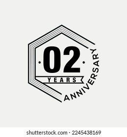 Vector 02 years celebrating anniversary design template. vector design and illustration.
