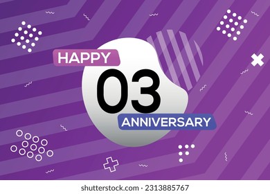 Vector 03rd year anniversary logo vector design anniversary celebration with colorful geometric shape
